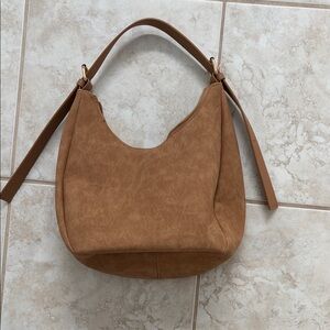 Everyday Sueded Shoulder Bag in Tan